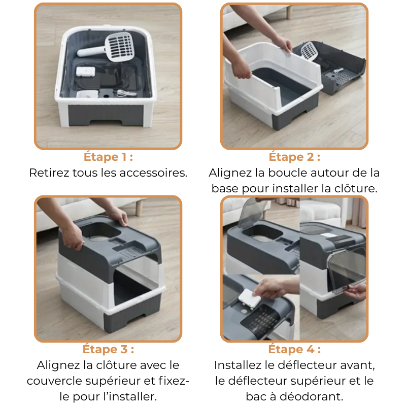 Bac à Litière Stérilisation UV pour Chat