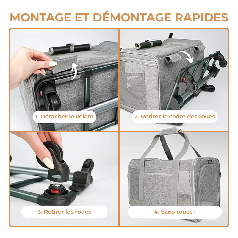 Sac de Transport à Roulettes pour Chien et Chats