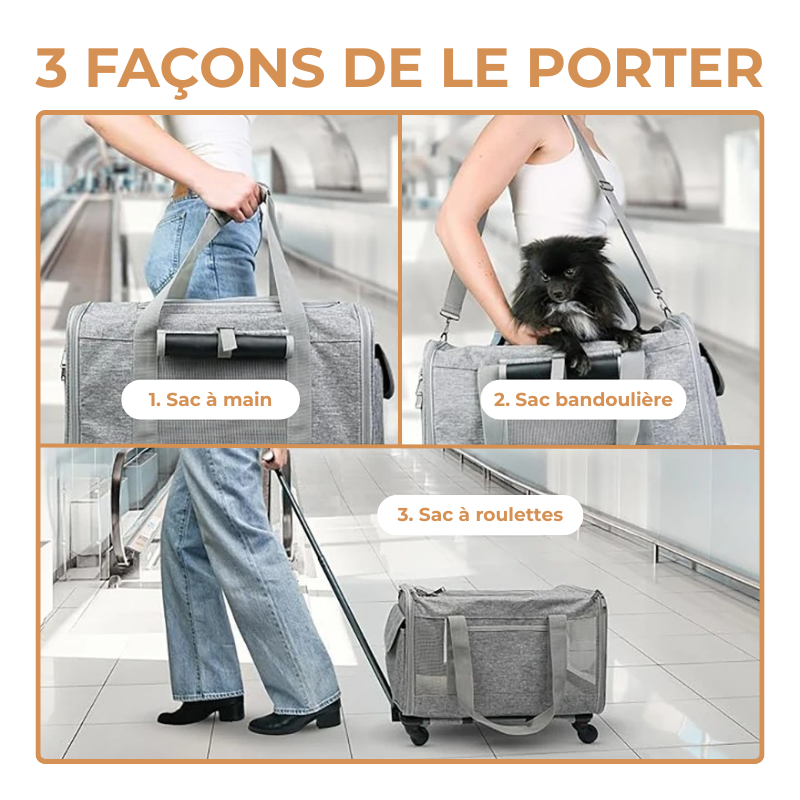 Sac de Transport à Roulettes pour Chien et Chats
