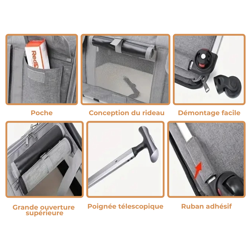 Sac de Transport à Roulettes pour Chien et Chats